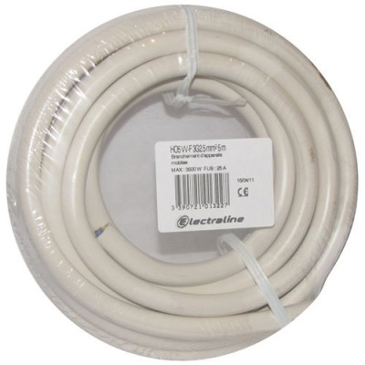 CABLE H05VVF 3X2.5 5M BLANC S/FILM