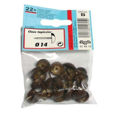 CLOU TAPISSIER VIEIL OR 14MM X22P SC (Vendu par 1)