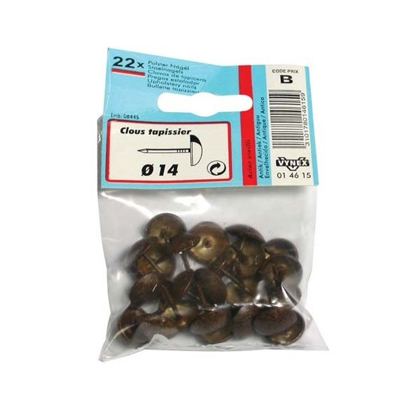 VYNEX - Clou tapissier doré vieilli 14mm  22p sc