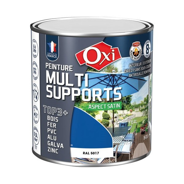 OXI - PEINT.TOP 3 BOIS FER PVC 500ML BLEU VIF