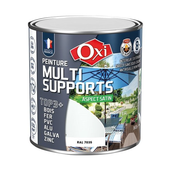 OXI - PEINT.TOP 3 BOIS FER PVC 500ML GRIS CLAIR