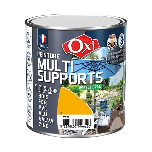 OXI - PEINT.TOP 3 BOIS FER PVC 500ML JAUNE SECURITE