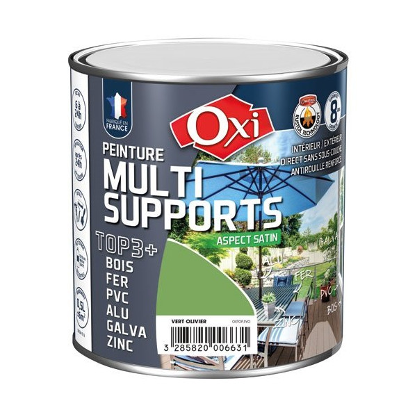OXI - PEINT.TOP 3 BOIS FER PVC 500ML VERT OLIVIER
