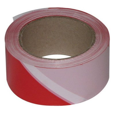 RUBAN CHANTIER ROUGE/BLANC 100MX50MM (Vendu par 1)
