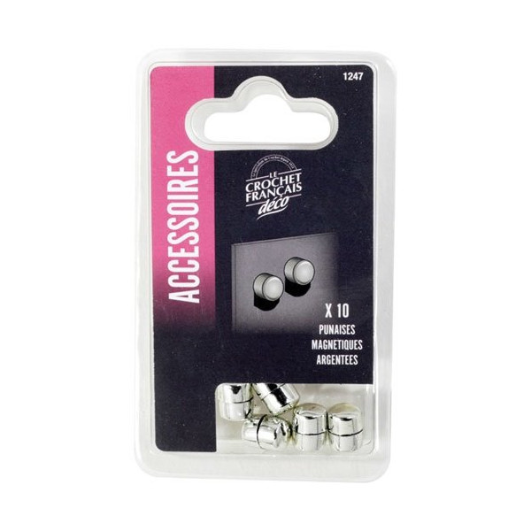 LE CROCHET FRANCAIS - Punaise magnétique argent sachet x10