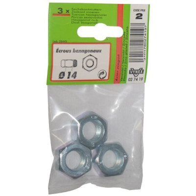 ECROU 6 PANS D.14MM AZI X3 SC (Vendu par 1)