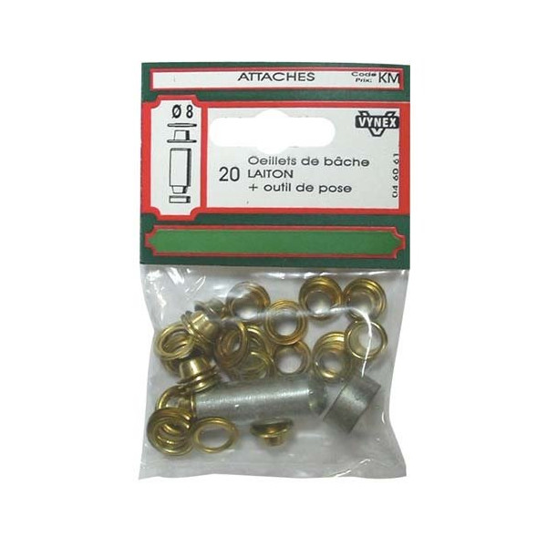 VYNEX - Oeillet de bache + outil d.8  blister
