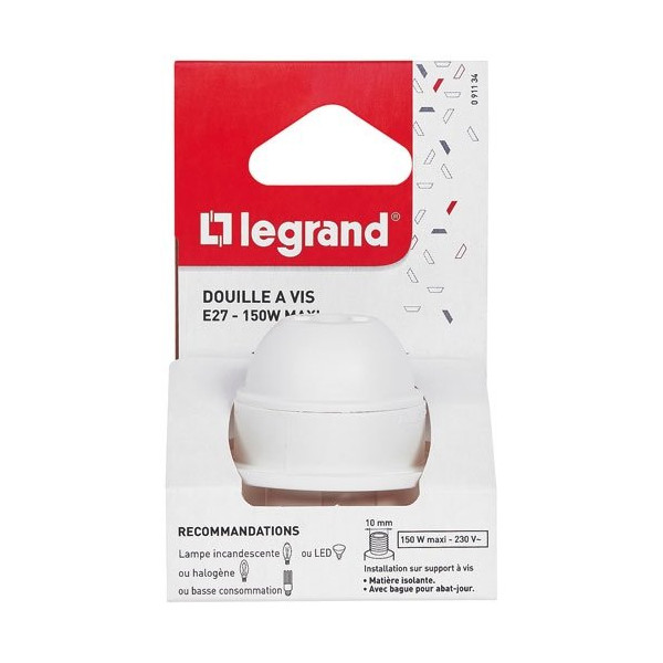 LEGRAND - Douille E27+bague plastique s/c