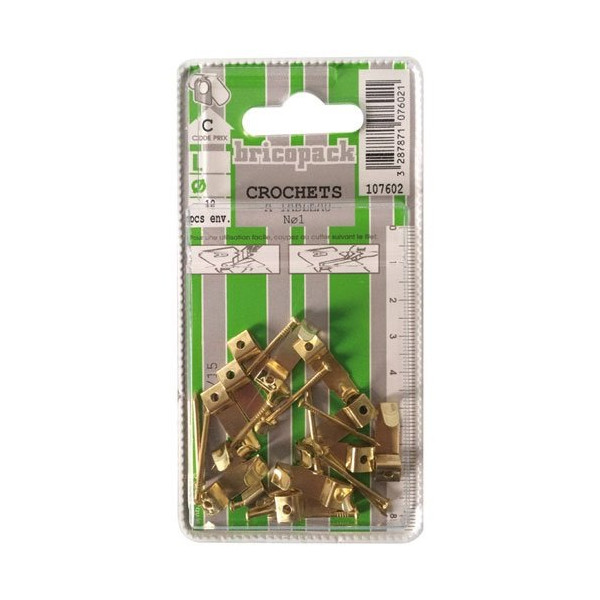 BRICOPACK - Crochet à tableau N°1 blister de 12 pièces
