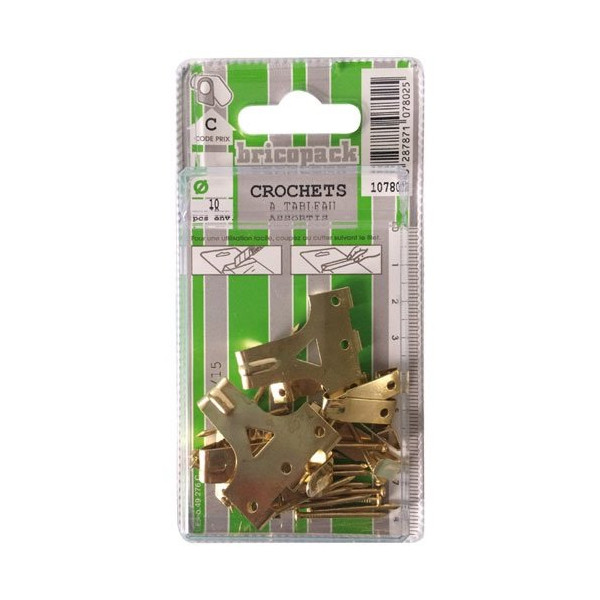 BRICOPACK - Crochet à tableau assortiment 10 pcs blister