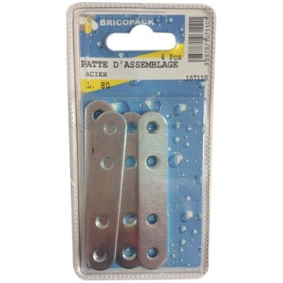 PATTE D ASSEMBLAGE 80MM ACIER BL4 (Vendu par 1)