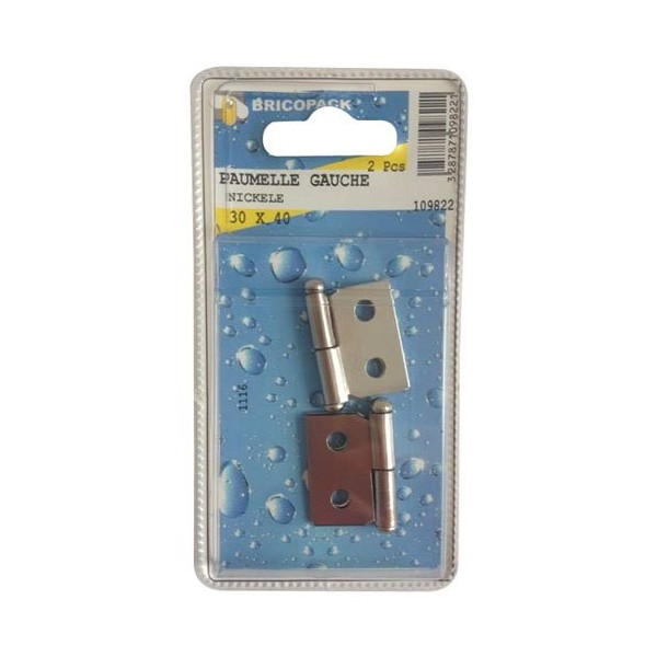 BRICOPACK - Paumelle nickelee 30x40 gauche blister