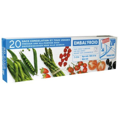 SAC CONGELATION ZIP 27X28 MM X20 (Vendu par 1)