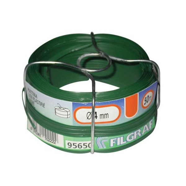 FILGRAF - Fil attache plastifié vert - 50 m - D: 4 mm