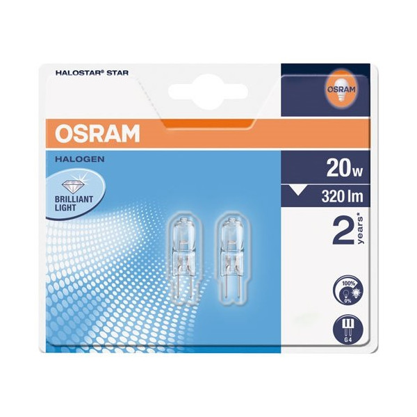 OSRAM - Ampoule capsule G4 20 W halogène 320 lm 12 V star x 2