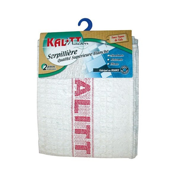 KALITT MAISON - Kalitt serpillière gaufrée blanche 60x100cm sur cavalier