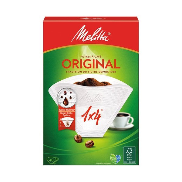 MELITTA - Filtre cornet papier bte40 1x4