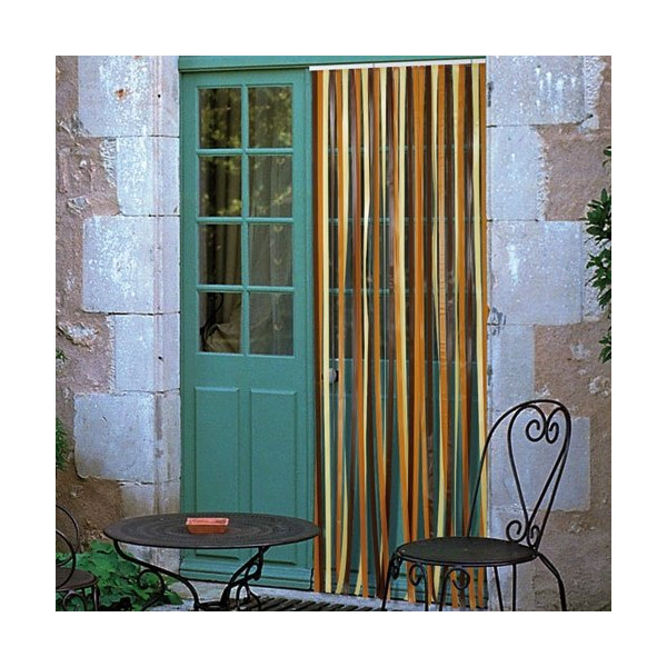 MOREL - Rideau de porte Antilles en polyéthylène - 90x200 cm - brun et beige
