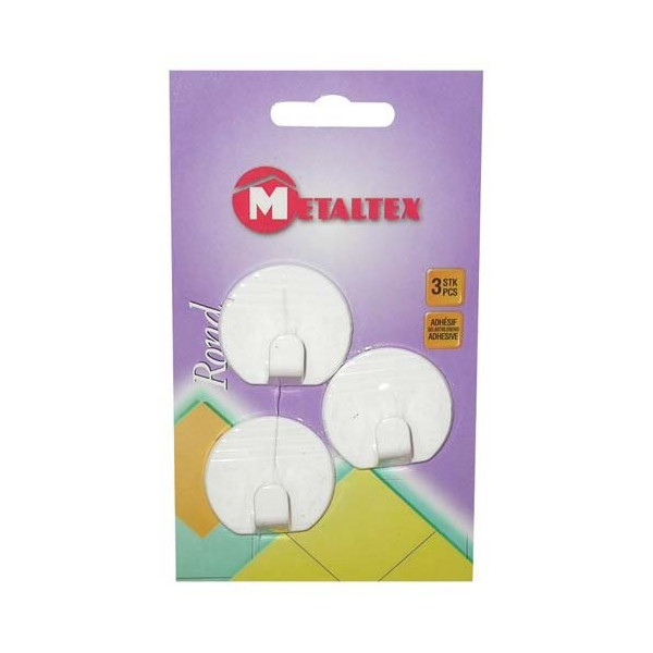 METALTEX - Crochet adh.rond blanc x3 s/c 291004