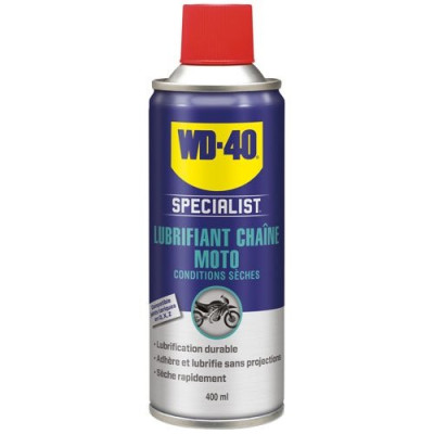 WD40 MOTO LUB.CHAINE TEMPS SEC 400ML (Vendu par 1)