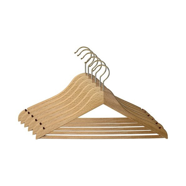 M-HOME - Cintre bois galbe verni x6 a/barre encoches