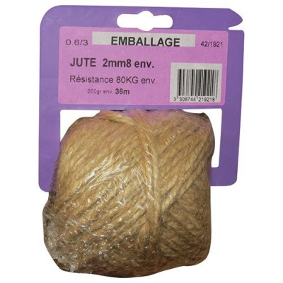 FICELLE JUTE 0.6/3 200GR S/CAVALIER (Vendu par 1)