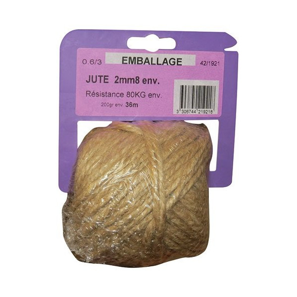 CORDERIE TOURNONAISE - Ficelle jute 0.6/3 x 200gr sur cavalier plastique