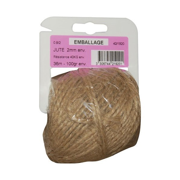 CORDERIE TOURNONAISE - Ficelle jute 0.8/2 x 100gr sur cavalier plastique