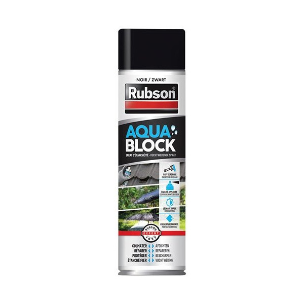 RUBSON - Rubson revêtement d 'étancheite aquablock spray 300ml noir