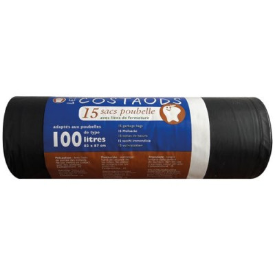 SAC POUBELLE 100L COSTAUD RLX X15 (Vendu par 1)