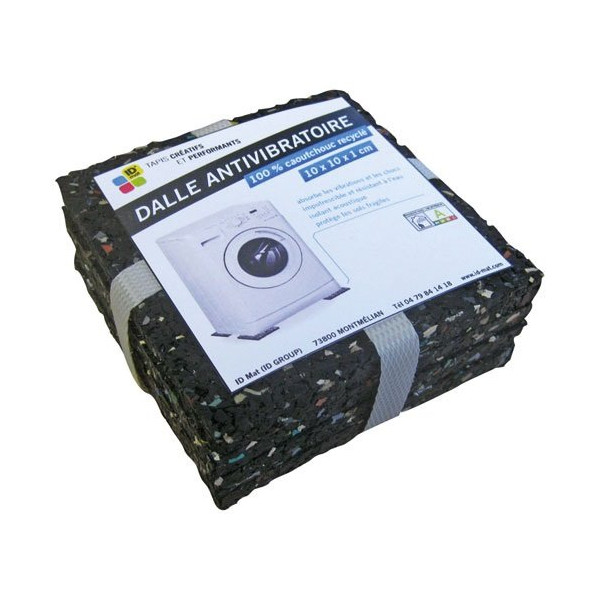 IDMAT - Dalle antivibratoire noire 100x100 mm ep. 10mm lot de 4
