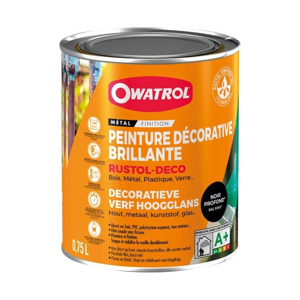OWATROL - Durieu rustol deco antirouille 0.75l noir profond ral 9005