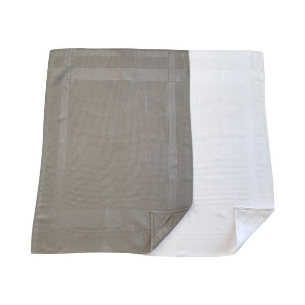 TISSAGES DE BEAULIEU - Lot 2 torchon s/carte microfibre gaufre 50x70 1 blanc+1gris