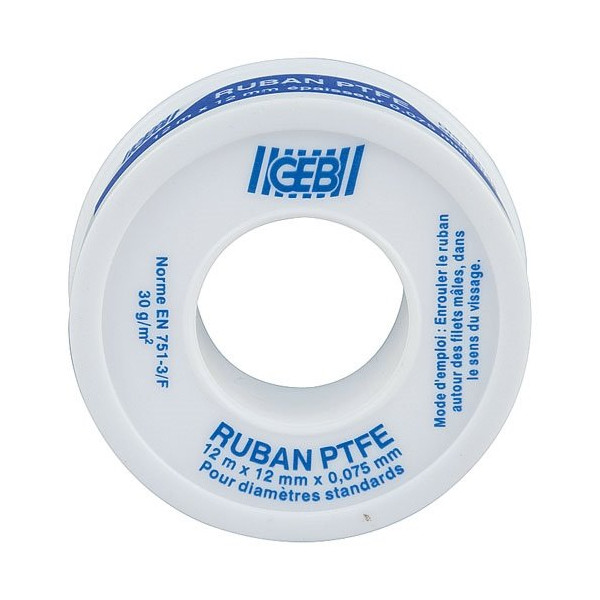 GEB - Ruban d'étanchéité PTFE 12mmx12mx0.075m vrac