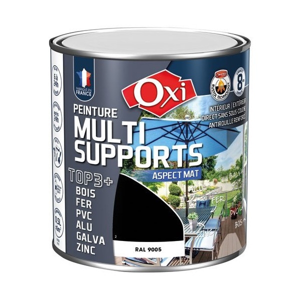 OXI - Peinture top 3 bois fer pvc 500ml blanc mat ral9005