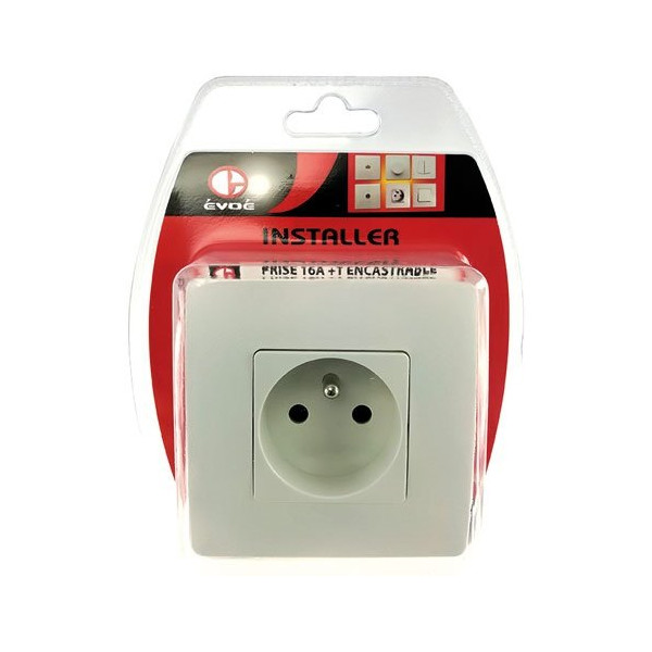 EVOE - Prise 10/16A + T encastrable blanc