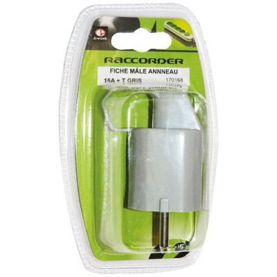 FICHE MALE ANNEAU 10/16A+T GRIS