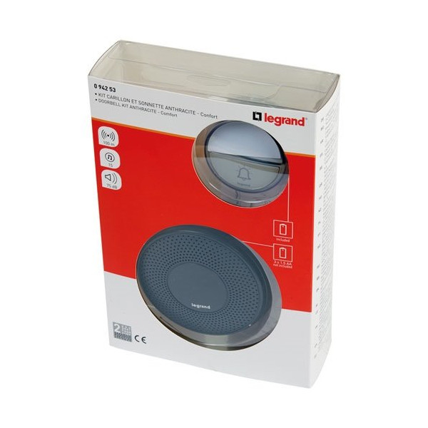 LEGRAND - Kit carillon radio sans fil Confort à piles - anthracite