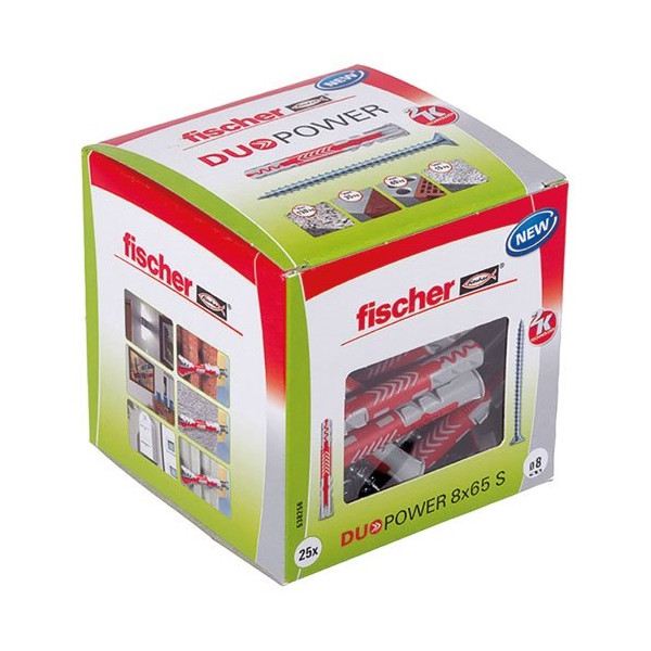 FISCHER - Cheville Duopower 8x65 avec vis x 25 pièces
