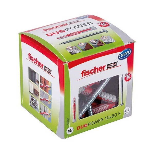 FISCHER - Cheville Duopower 10x80 avec vis x10 pièces