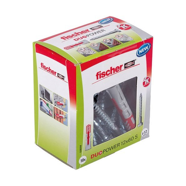 FISCHER - Cheville Duopower 12x60 avec vis X10 pièces