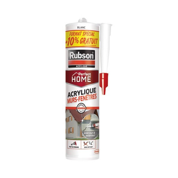 RUBSON - Mastic murs et fenêtres blanc cartouche 280+10%gratuit