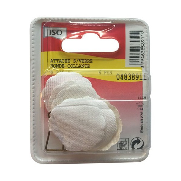 ISO - Attache tableau adhésif blanc x6