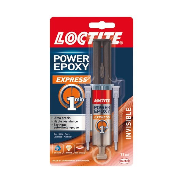 LOCTITE - LOCTITE Colle Epoxy Express 1 min Invisible Seringue 11ml
