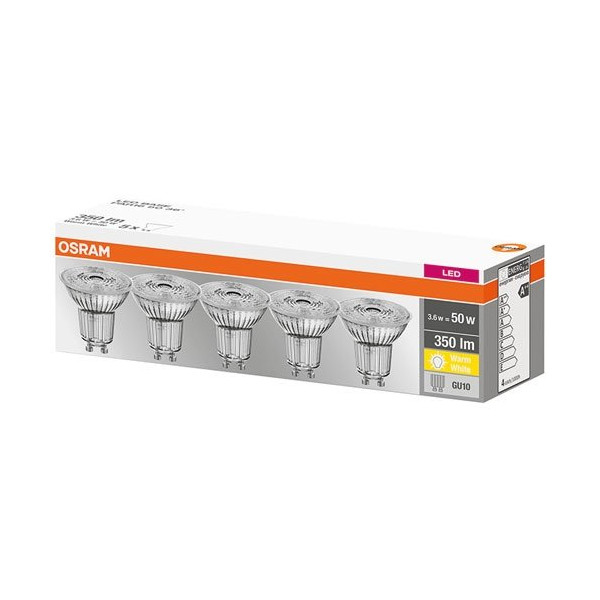 OSRAM - Led spot PAR16 36° 4.3W GU10 blanc chaud boite de 5