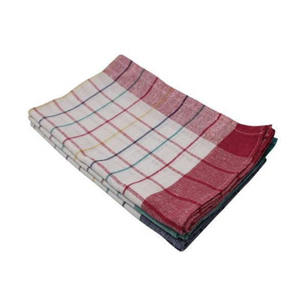 TISSAGES DE BEAULIEU - Lot 3 torchons victoria 2 rouge et 1 gris