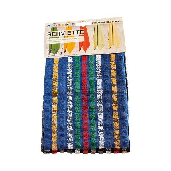 TISSAGES DE BEAULIEU - Torchons essuie mains mineur 1 bleu 1 noir