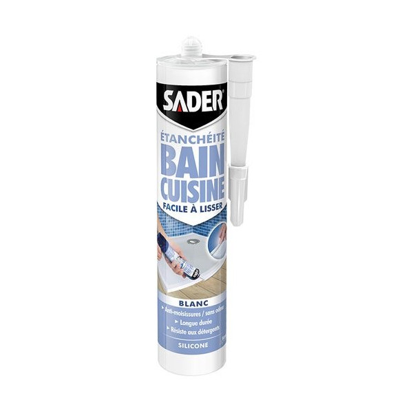 SADER - Sader mastic bain/cuisine facile à lisser blanc 280ml