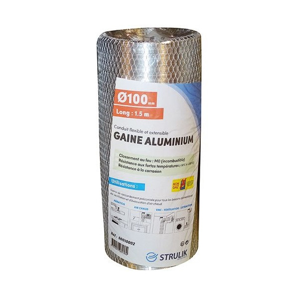 STRULIK - Gaine flexible alu d.100 1.5ml filet