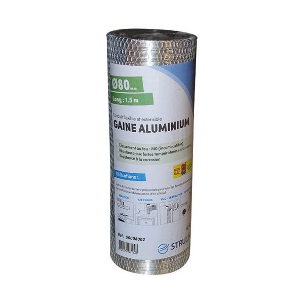 STRULIK - Gaine flexible alu d.80 1.5ml filet